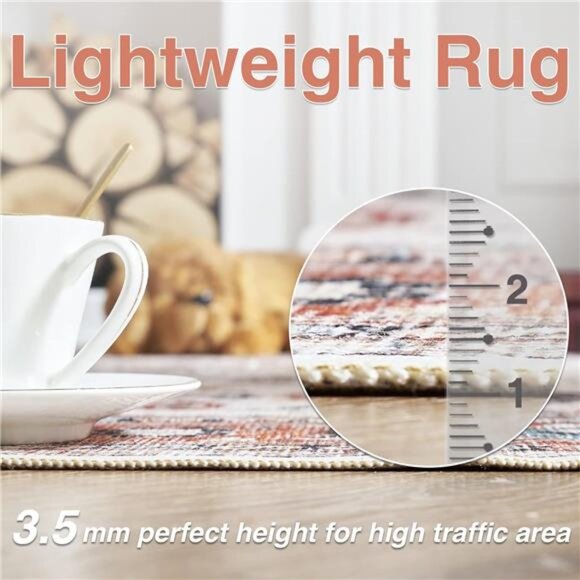 Area Rug 2x3 Entryway Rug Orange Vintage Traditional Area Rug - Picture 4 of 7